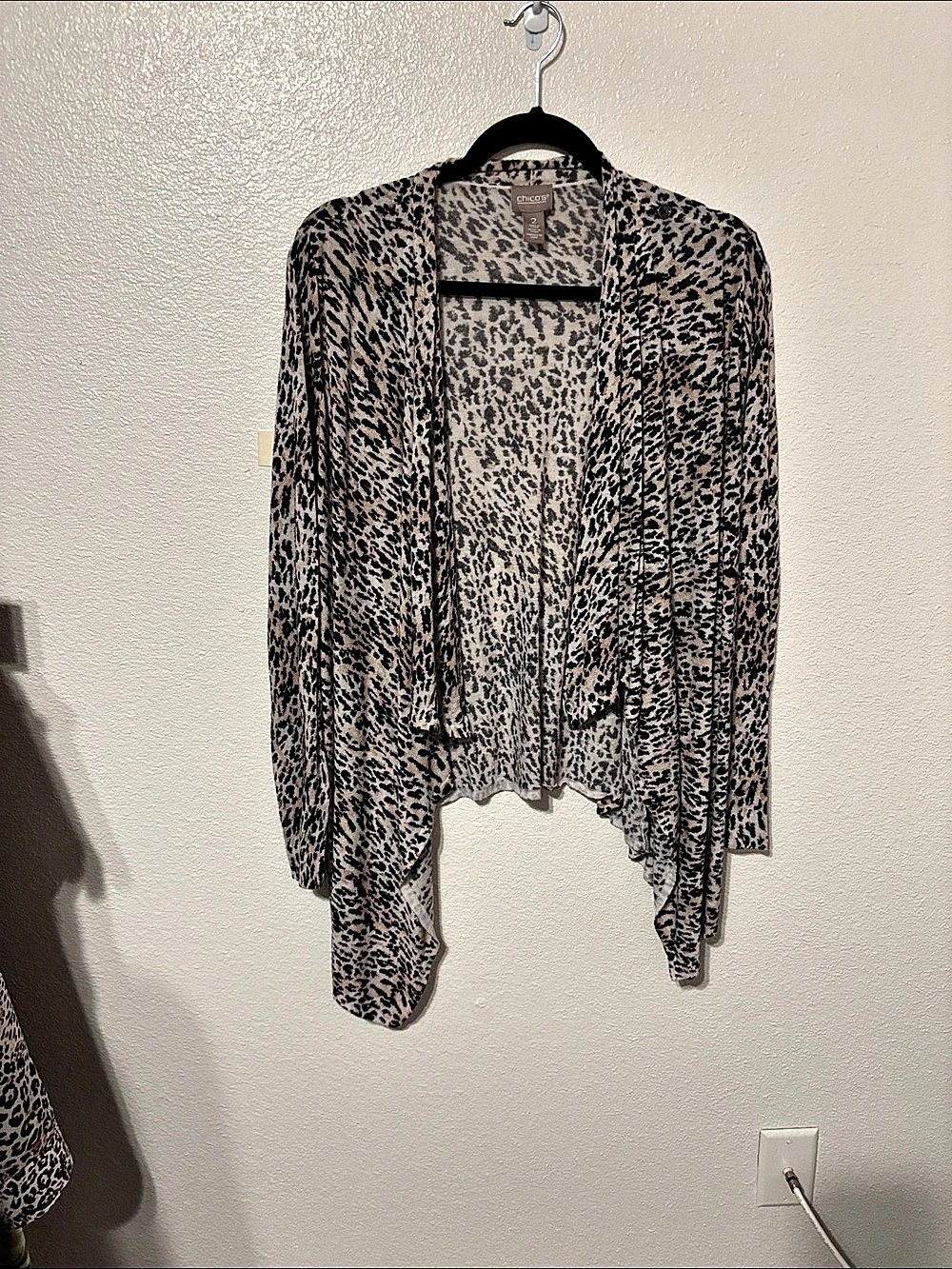 Chico's Animal Print Asymmetric Blouse Brown Size 2